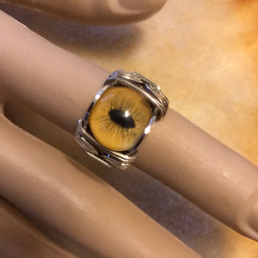 COPY - Handmade cats eye ring. Made with sterling silver wrap wire.